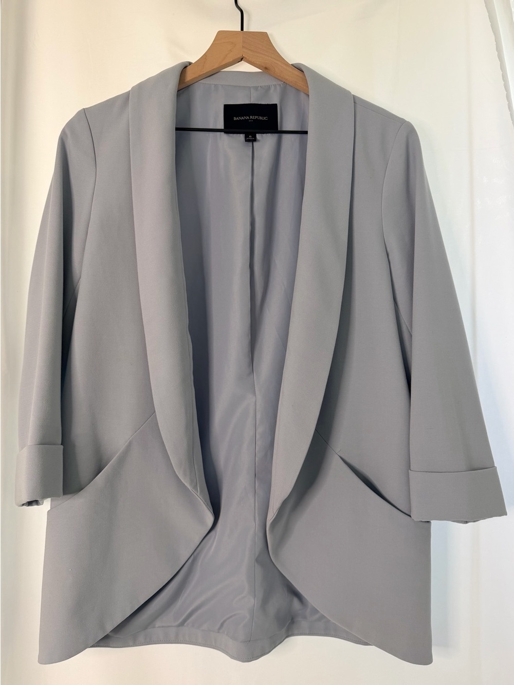 Banana Republic Light Gray Open-Front Shawl Collar Blazer